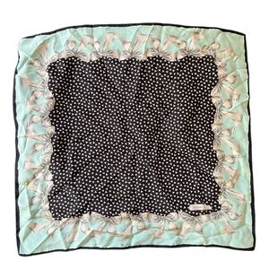 Tiffany & Co. 34” Silk Scarf Black Tiffany Blue Border Made in Italy